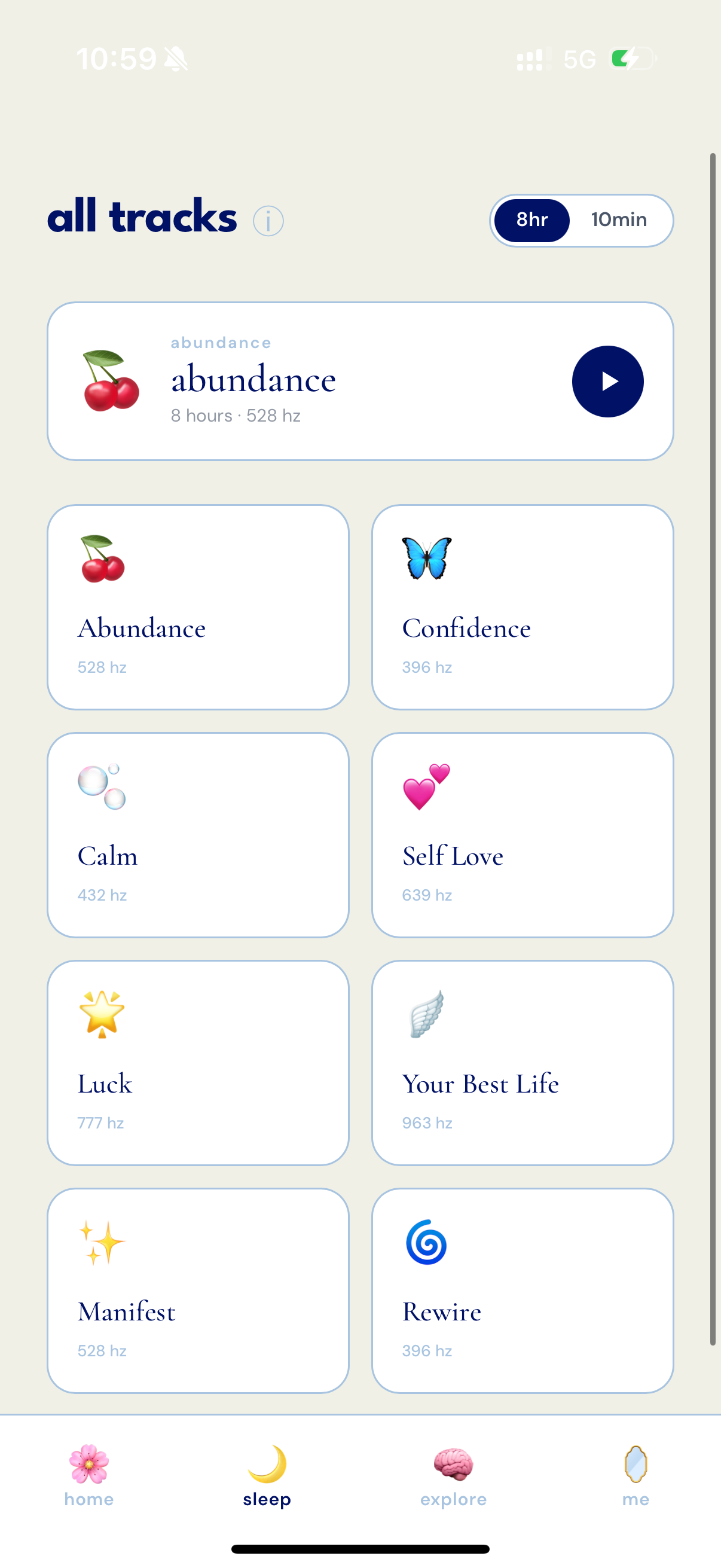 bene sleep app — manifest track with 528hz isochronic frequency