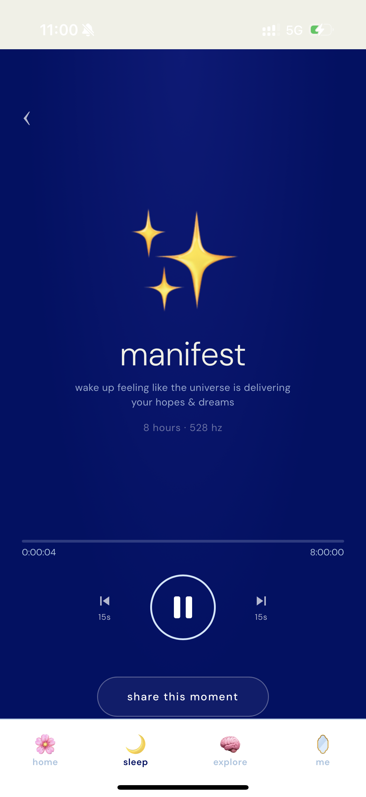 bene sleep app home screen — pick your intention for tonight